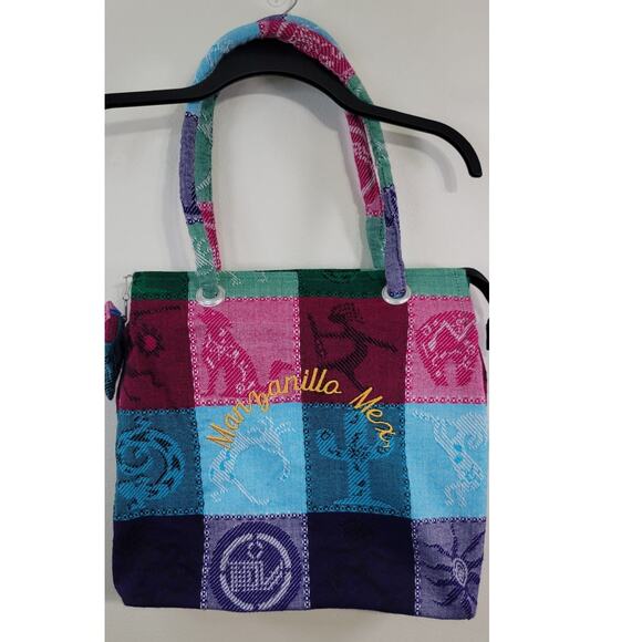 Manzanilla Mexico Tote Bag Colorful Zippered Tote Bright Fun Large Funky Tote - Picture 1 of 8